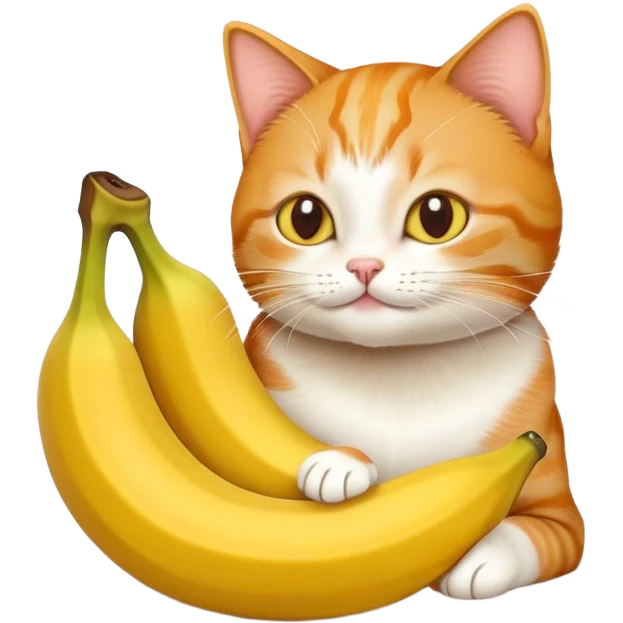 A cat eating a orange banana emoji