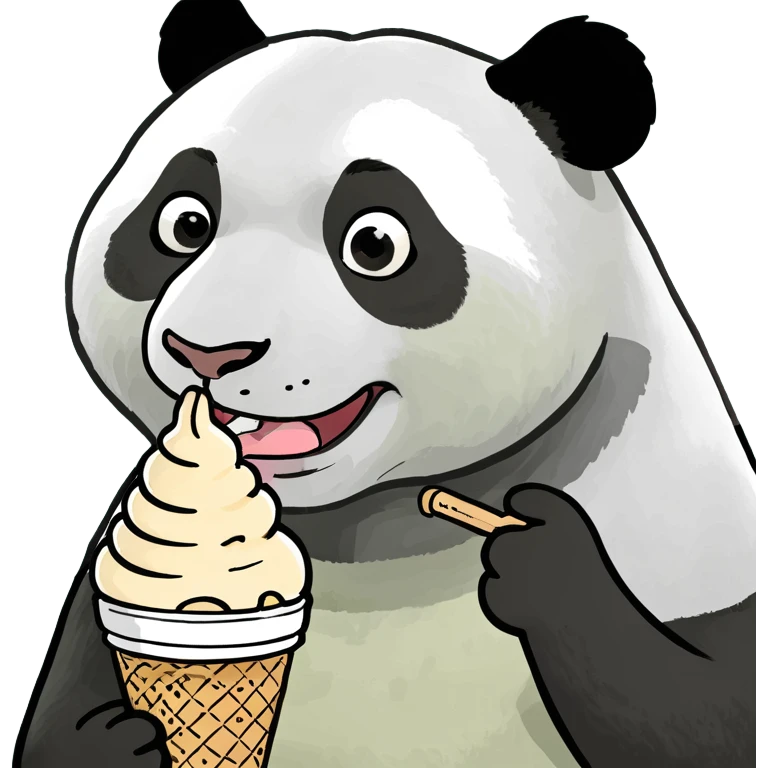 Panda eating ice cream emoji