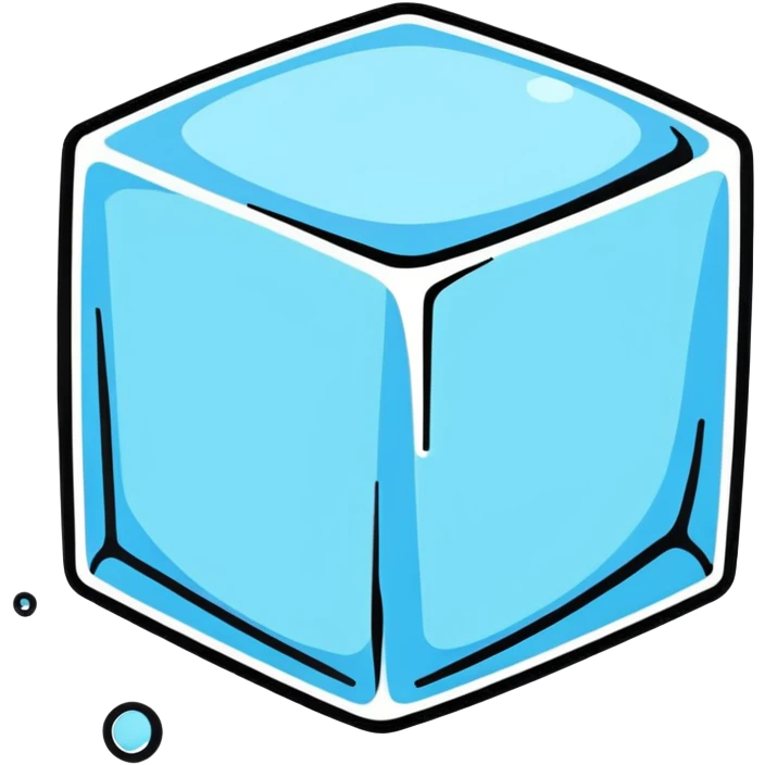 A shiny ice cube with small water droplets on the surface emoji