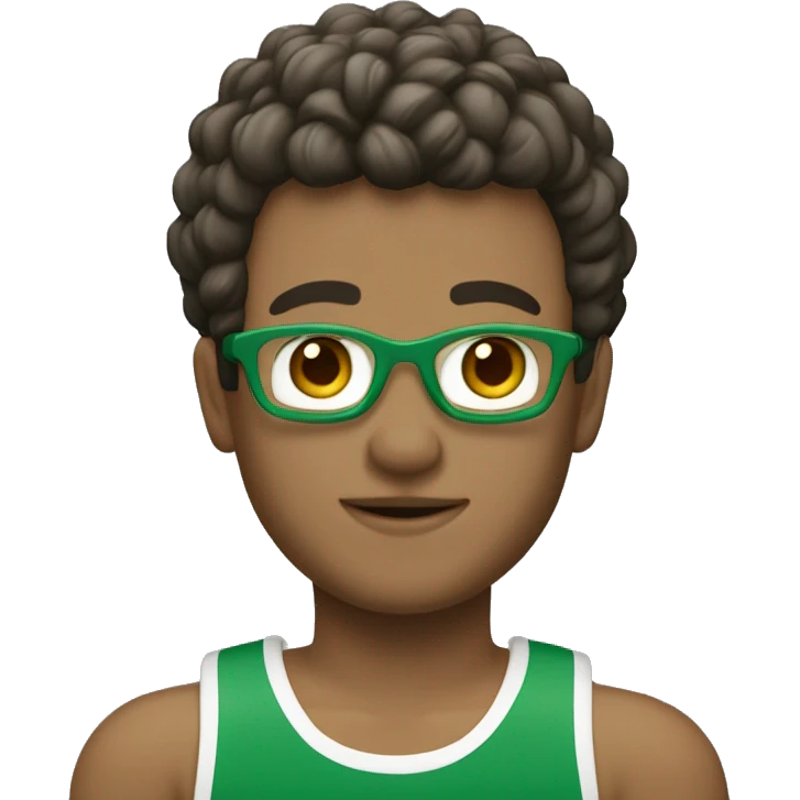 boneco de pele moreno de regata branca e cabelo verde  emoji