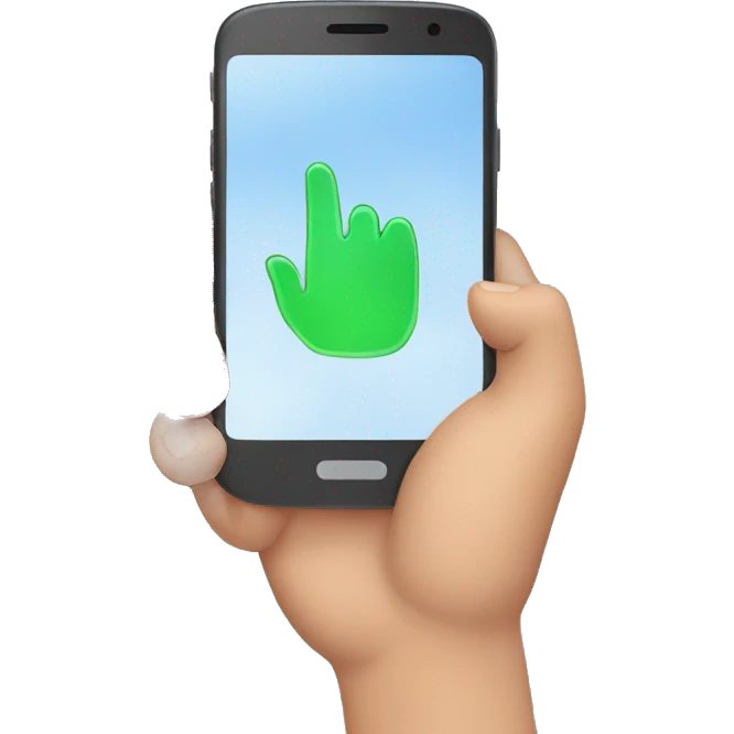 una mano con un celular emoji
