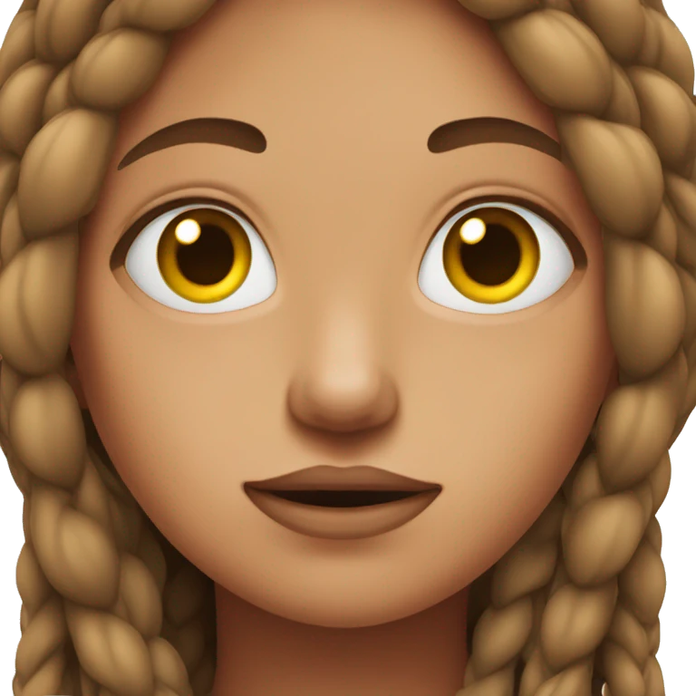 girl with twin brown braids with scary eyes  emoji