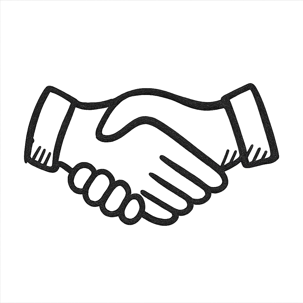 two black hands shaking, hand drawn style emoji