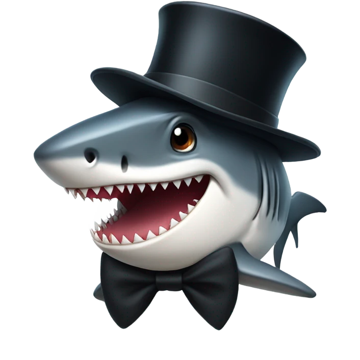 Shark with a top hat emoji