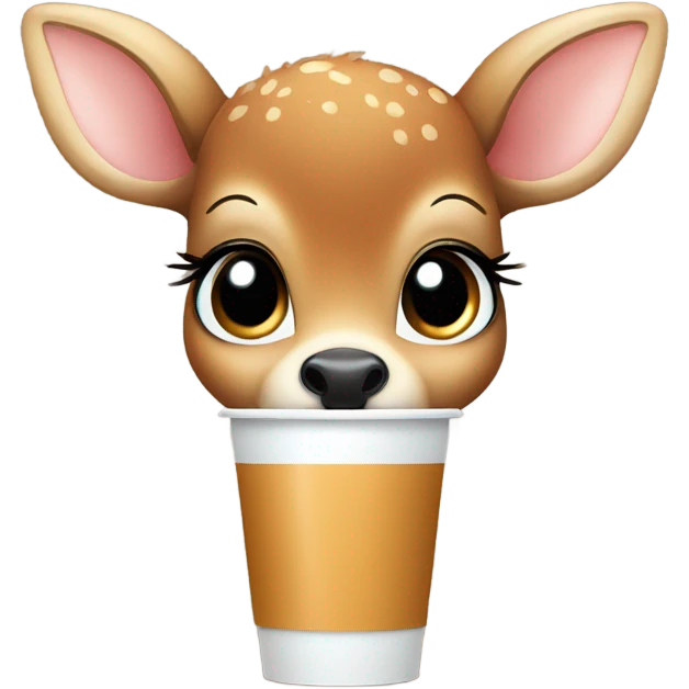 Baby deer drinking iced coffee emoji