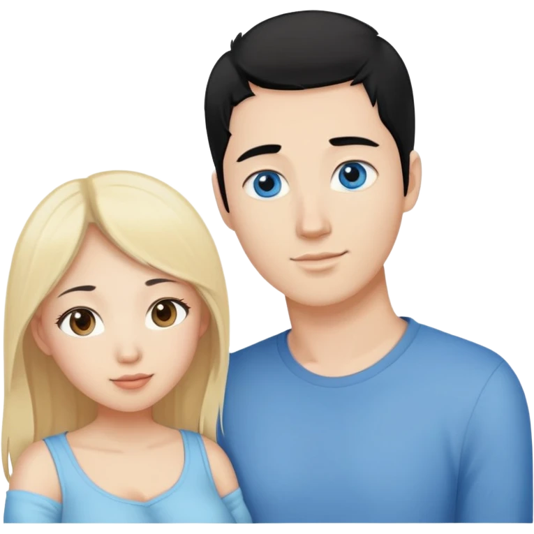 Black hair Asian girl with brown eyes pregnant and blonde hair white guy with blue eyes couple  emoji