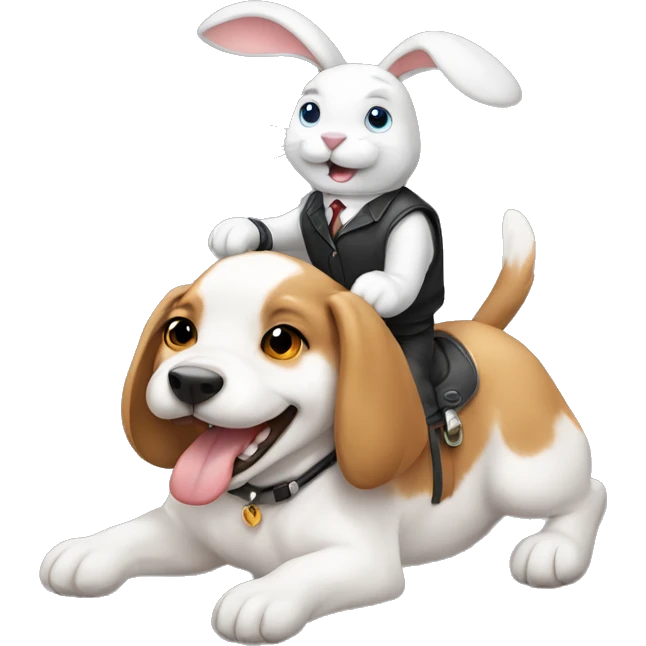 Cute Rabbit riding a dog emoji