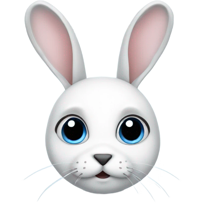 White rabbit blue eyes with black circles around eyes emoji