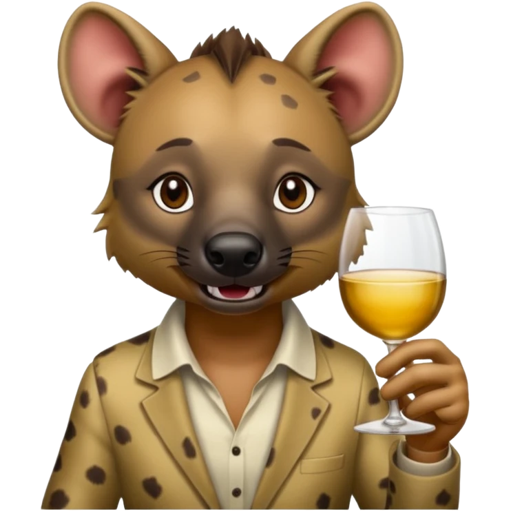 hyena with glass of wine emoji