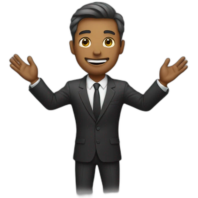 man in suit holding out his arms emoji