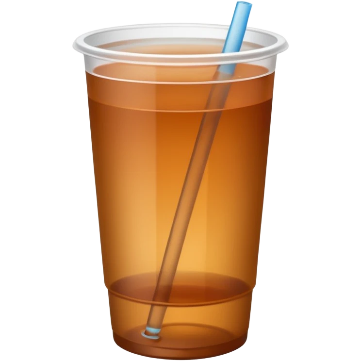 Open plastic cup with cold brown mate tea, without any straws. emoji
