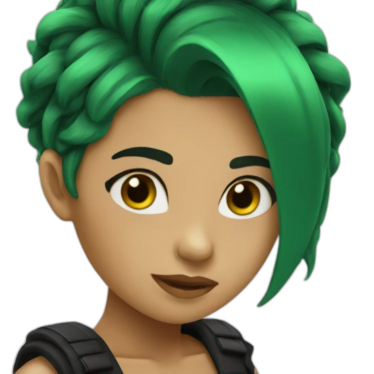 green hair, black outfit girl emoji