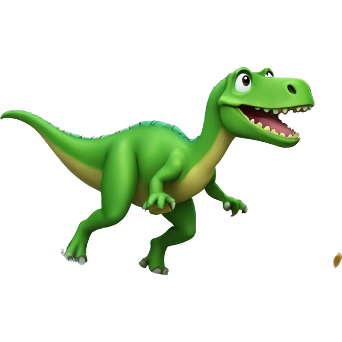 Green excited dinosaur surfing emoji