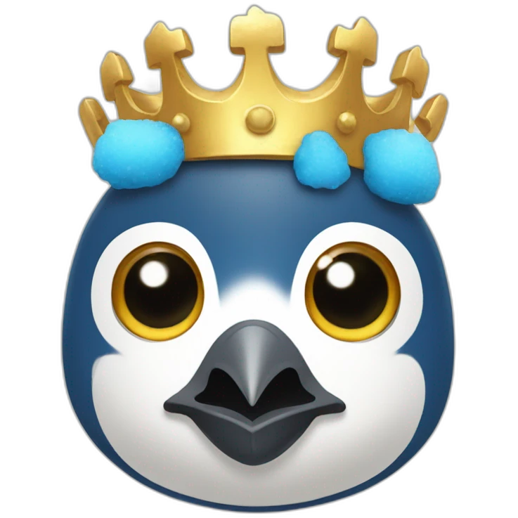 kawaï blue pudgy penguin wearing a golden crown emoji