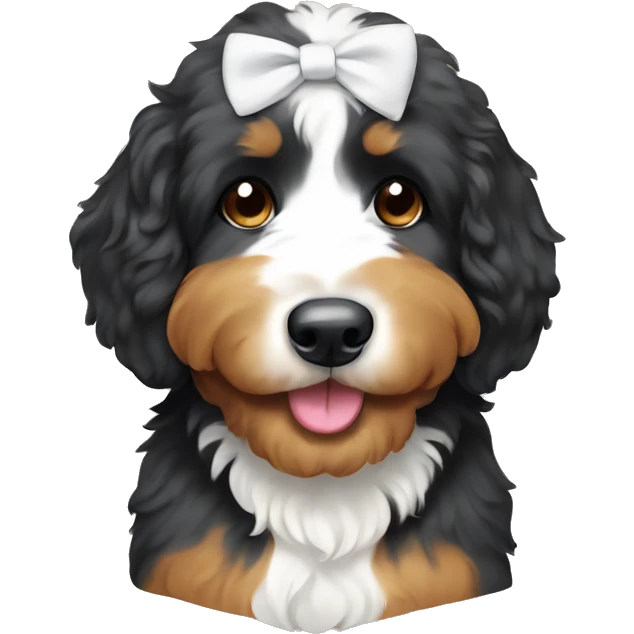 Bernedoodle with bow  emoji