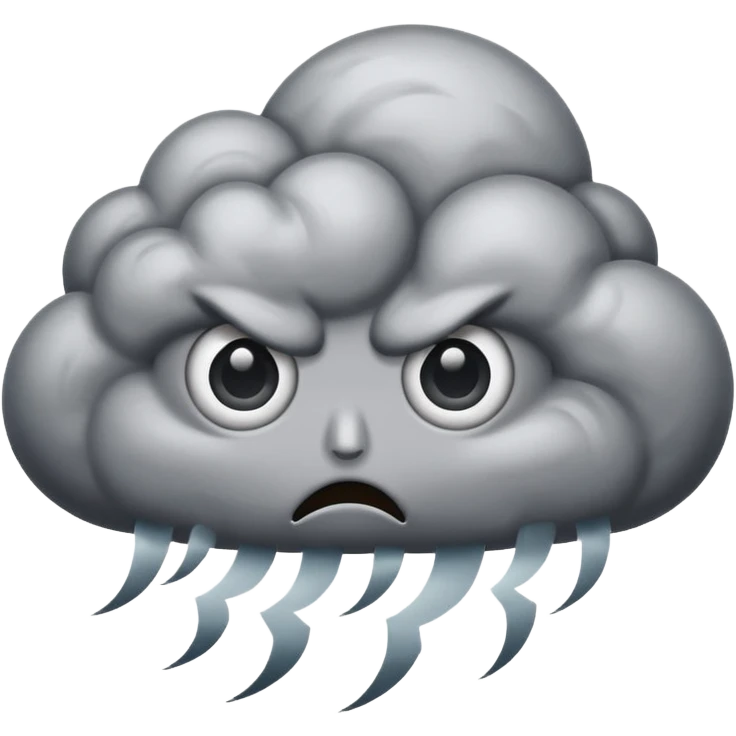 angry Thunderstorm Cloud, eyes, gray emoji
