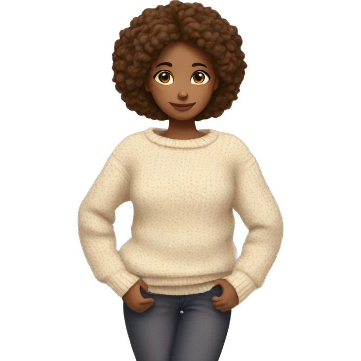 thoughtful girl in cozy sweater emoji