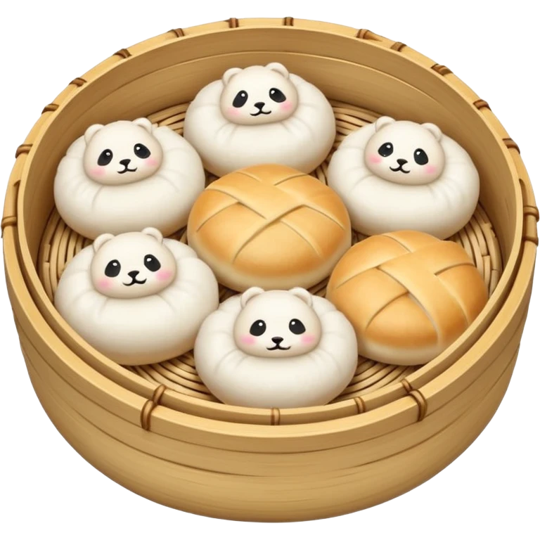 bao buns in bamboo steamer emoji