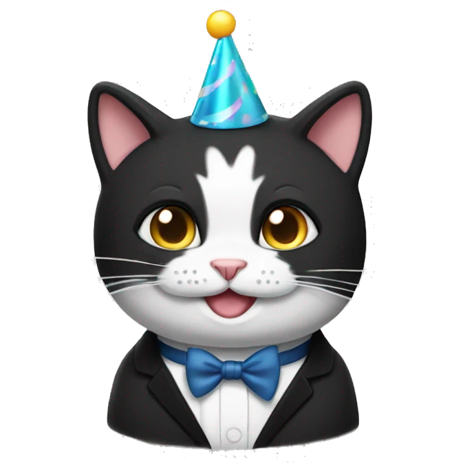 happy tuxedo cat birthday emoji