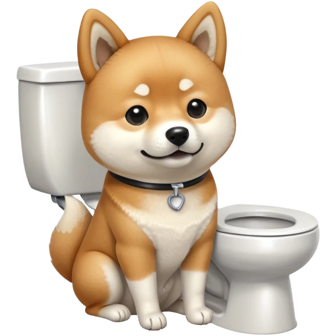A Shiba Inu sitting on the toilet emoji