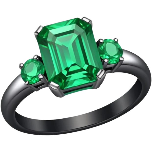 wedding ring with a emerald green stone emoji