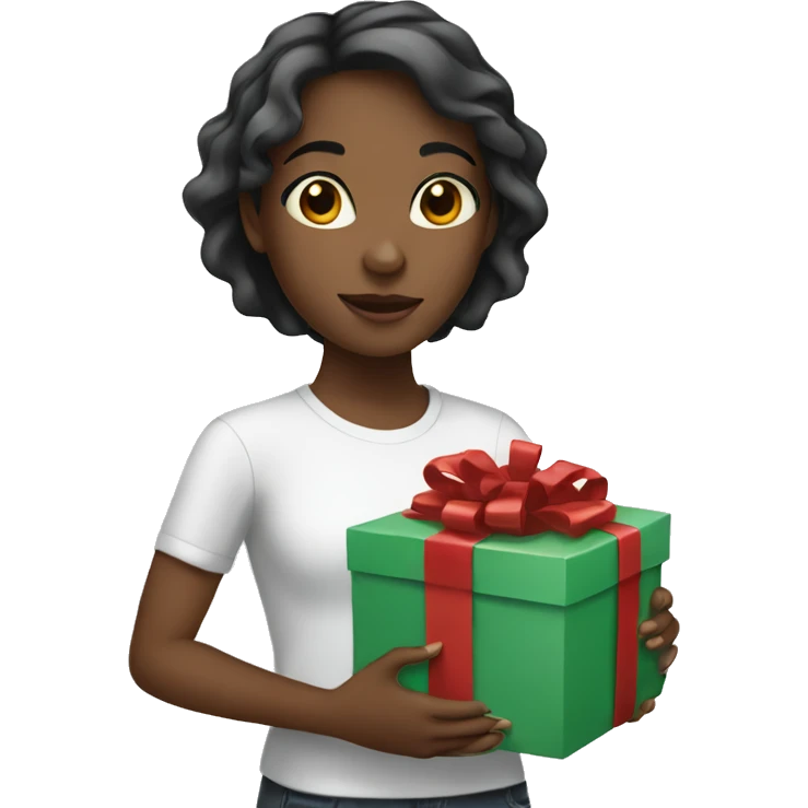 girl with white scene holding gifts in her hands emoji