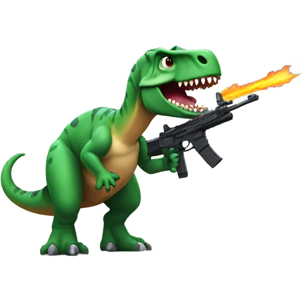 Dino with a gun emoji