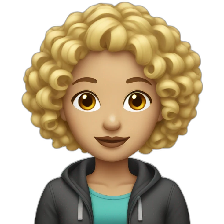 Blonde woman curly hair portrait  emoji
