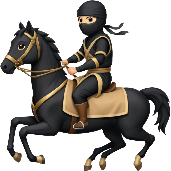 ninja riding horse wearing racing cloth black emoji