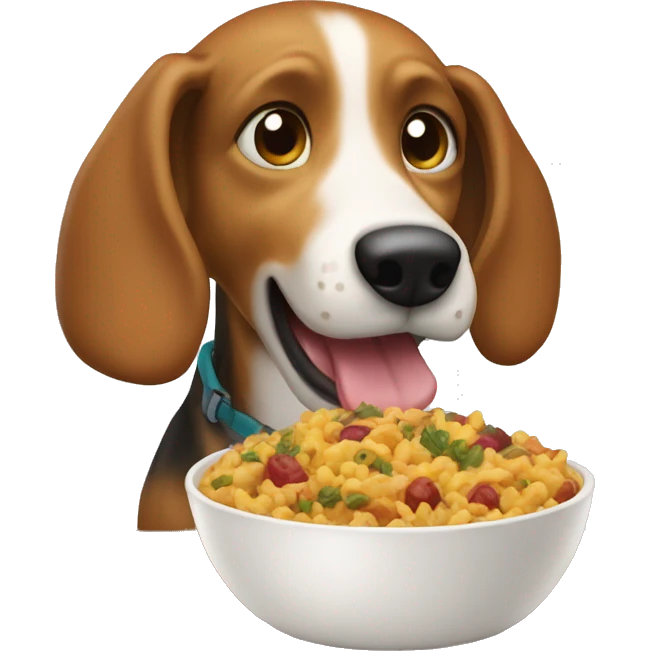 Trail hound eating big bowl of food emoji