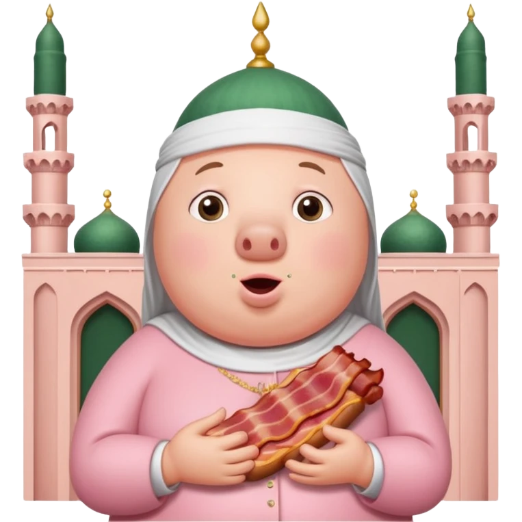 Peppa Pig fat eating bacon in mosque  emoji