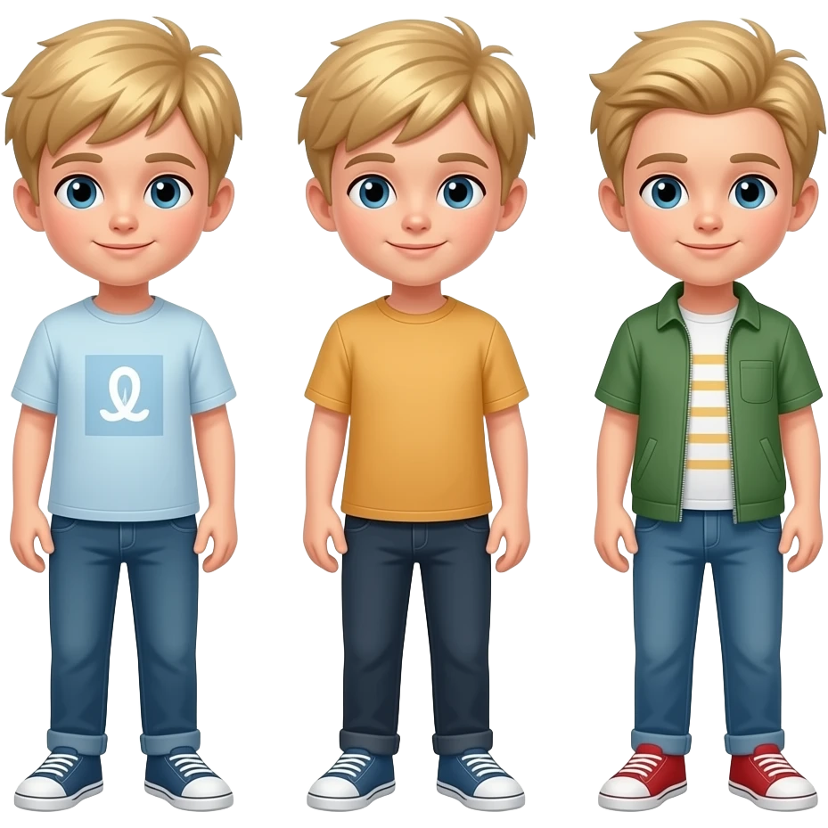 3 boys Kids with blond hair emoji
