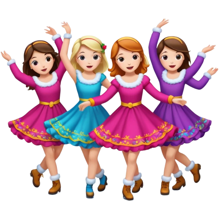 girls dancing while snow is coming down emoji