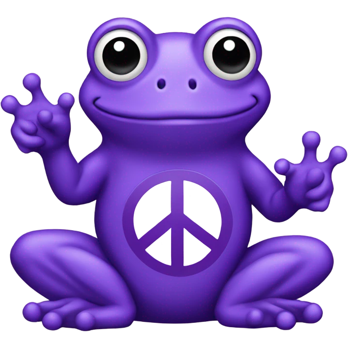 Purple frog with peace sign  emoji