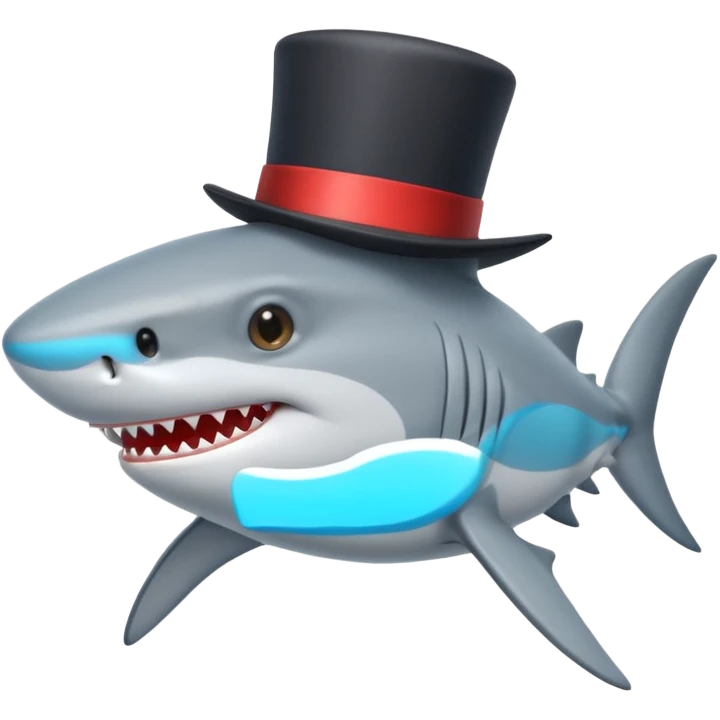 Shark with a top hat emoji