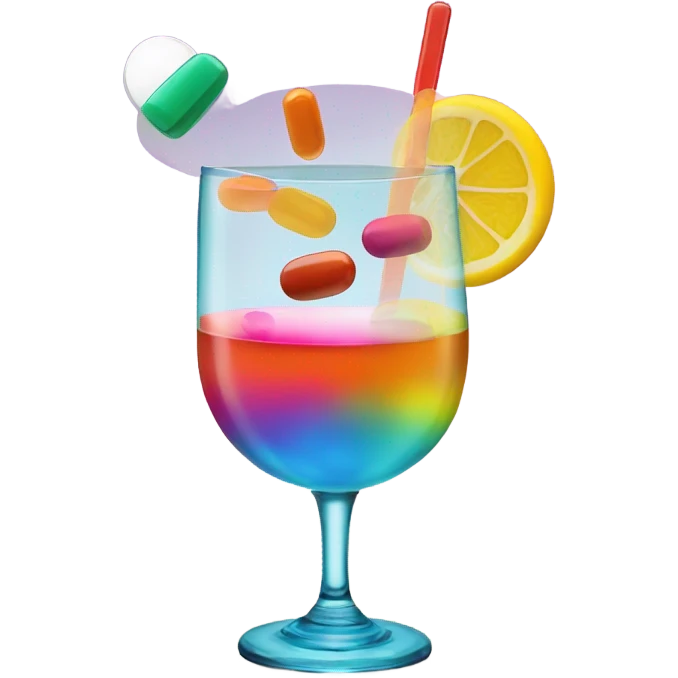 pill going into a cocktail  emoji