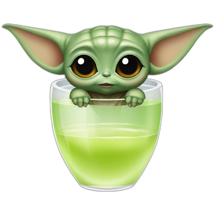 Baby yoda drink glass wine emoji