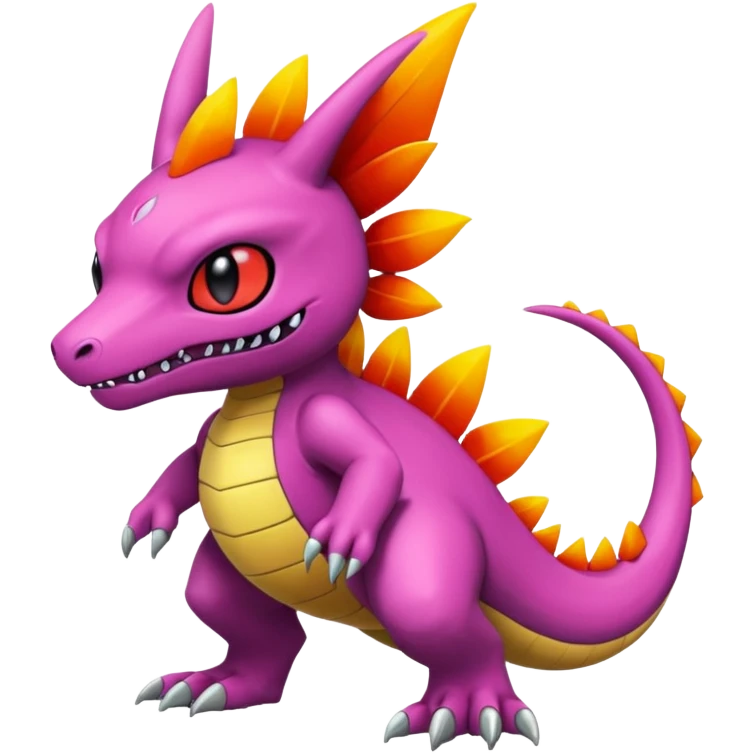 randomly-colored edgy kawaii Fakémon-Pokémon-Scalie-Digimon-creature (full body) emoji