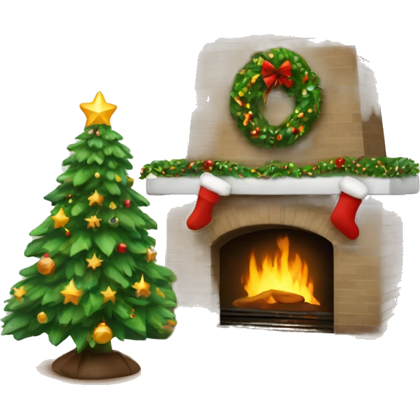 Christmas tree and fireplace  emoji