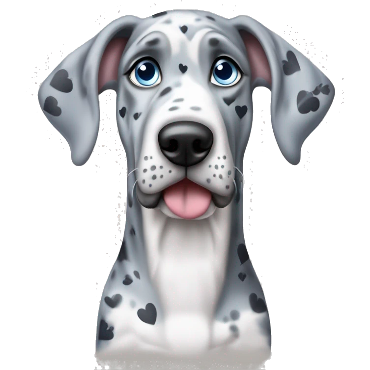 Blue Merle Great Dane with hearts for eyes  emoji