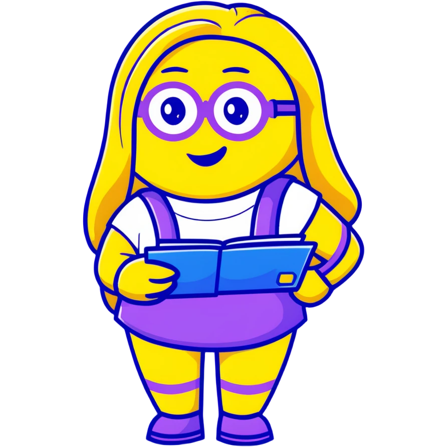 cute yellow minion with long girl hair emoji