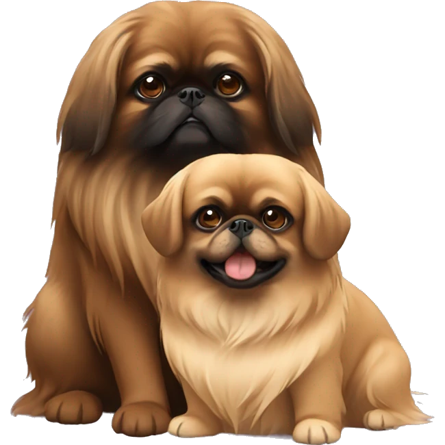 brown pekingese with girl emoji