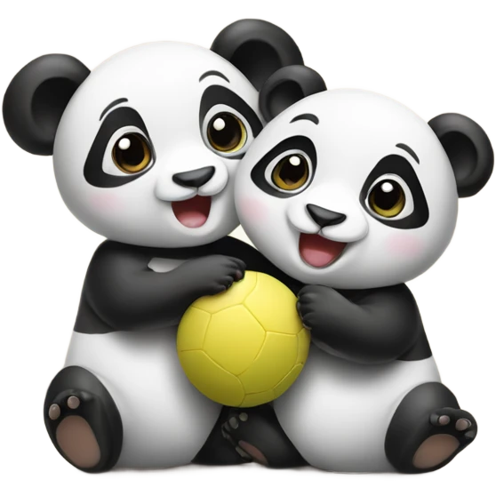 Two baby pandas playing with a ball emoji