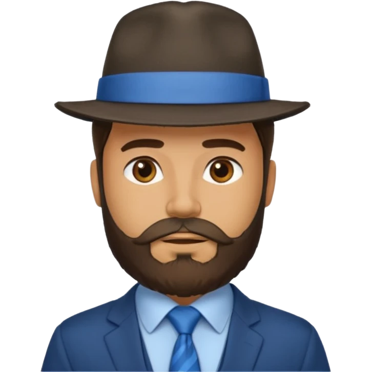 bearded man wearing hat and blue tie no coat emoji
