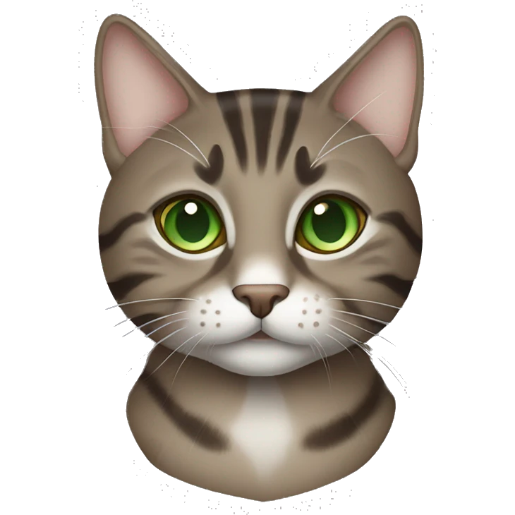Brown/ Grey tabby cat with green eyes emoji