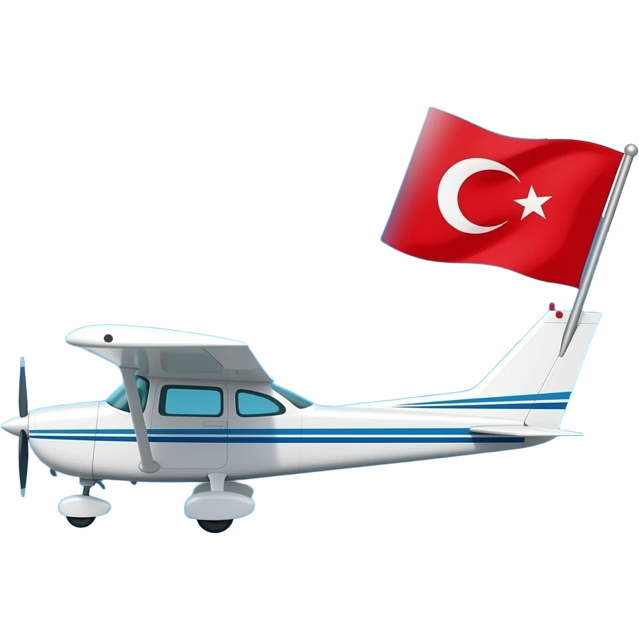 "A Cessna plane flying with the Turkish flag. Realistic emoji