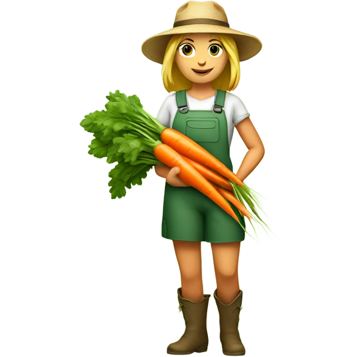 full body farmer girl holding carrots emoji