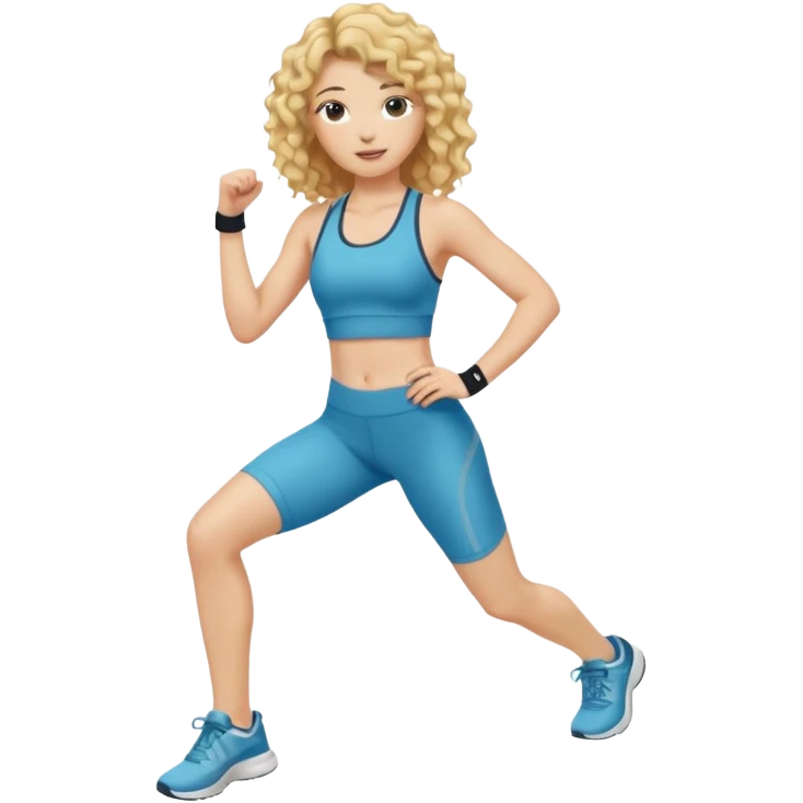 long hair curly blond haired girl DOING EXERCISE emoji