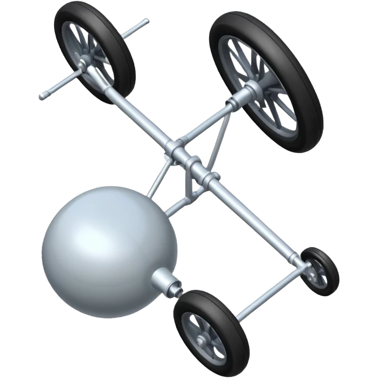 The aircraft's landing gear is one inflated, plump wheel with a strut, black in color, cartoon-style, isometric emoji