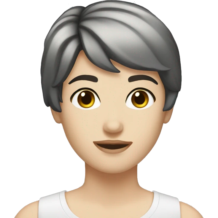 pale skinned dark black short hair dark brown eyes masc lesbian  emoji